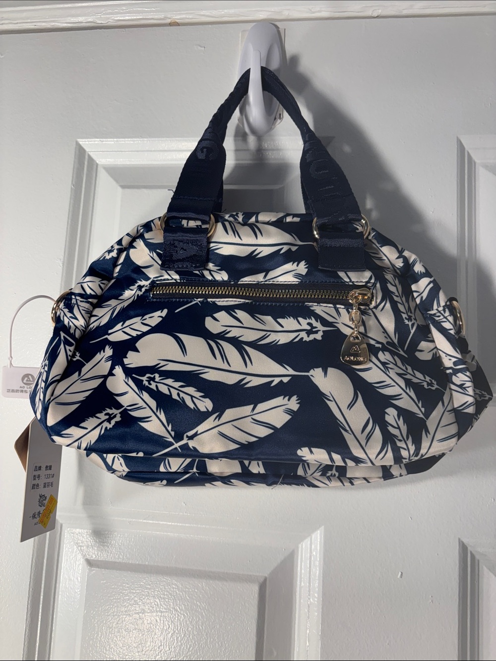 AO LONG Navy & Cream Floral Handbag New With Tags - Picture 2 of 5